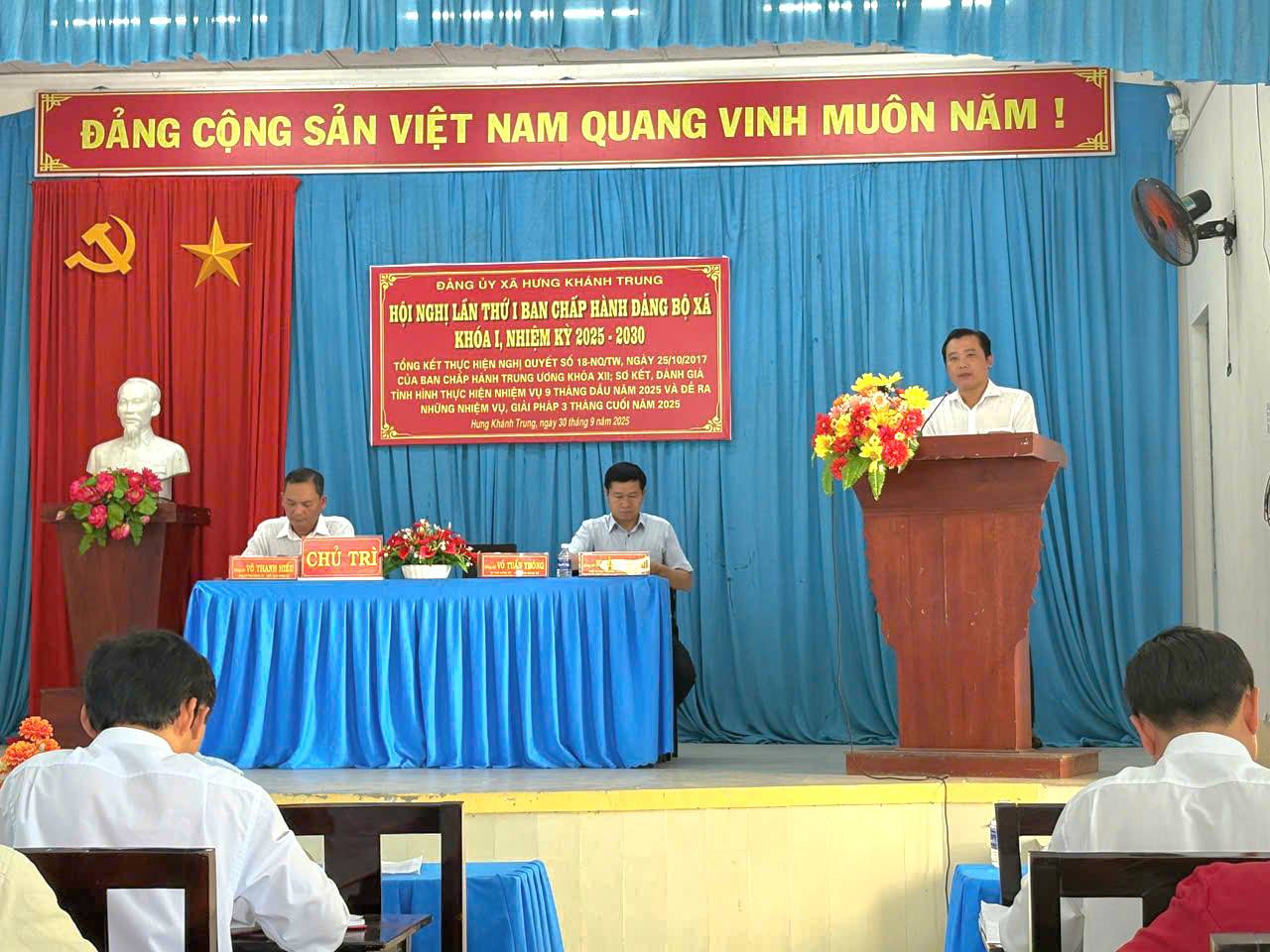 ĐẢNG ỦY XÃ HƯNG KHÁNH TRUNG TỔ CHỨC HỘI NGHỊ LẦN THỨ I, BAN CHẤP HÀNH ĐẢNG BỘ XÃ KHÓA I, NHIỆM KỲ 2025 – 2030.